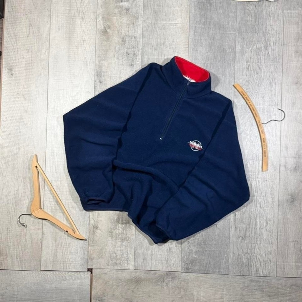 blue and red nautica competition surf fleece quarter zip